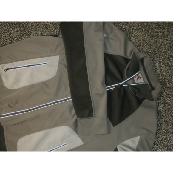 Express Track Jacket Mens XL Gray Black Full Zip Mock Neck Zip Pockets Stretch - Picture 1 of 10